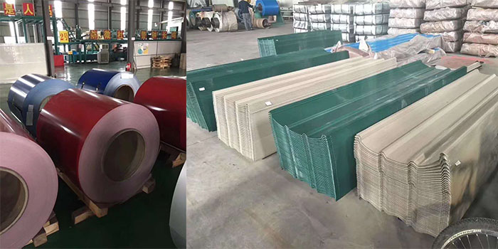Color coated aluminum coil is made into roofing sheets.